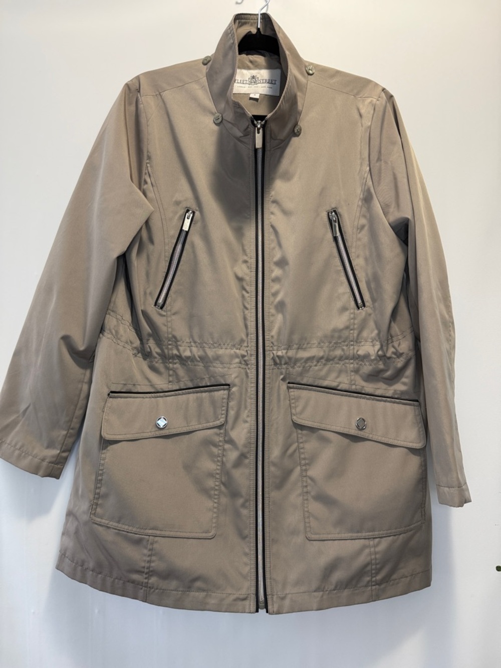 Fleet Street Taupe Zip-Front Utility Anorak Jacket women’s size Large